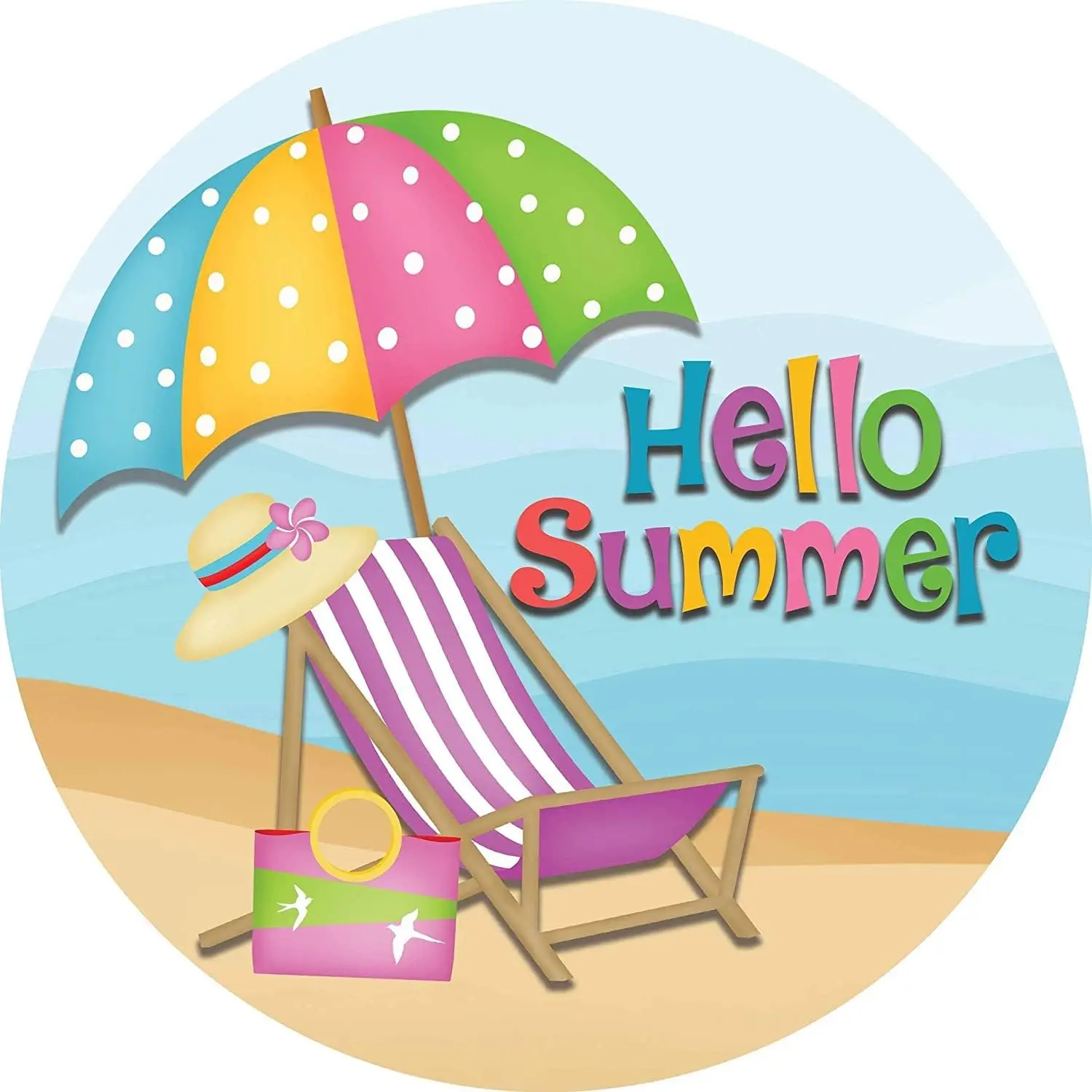 Hello Summer Door Sign,Beach Tin Sign, Summer Fun Sign Metal Round Tin Signs Summer Theme Metal Tin Sign For Bar Cafe Garage Wal