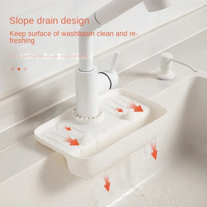 Faucet Splash Proof Drain Rack Sink Water Collecting Pad Non Slip Table Top Pad Kitchen Rag Sponge Wipe Drain Storage Rack