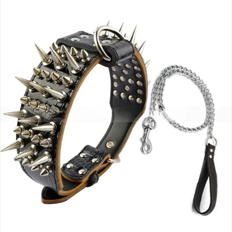 Anti-bite Leather Medium-Large Dog Collar Doberman Bulldog Pit Bull  Collars Collar Perro Dogs Accessories Pet Supplies