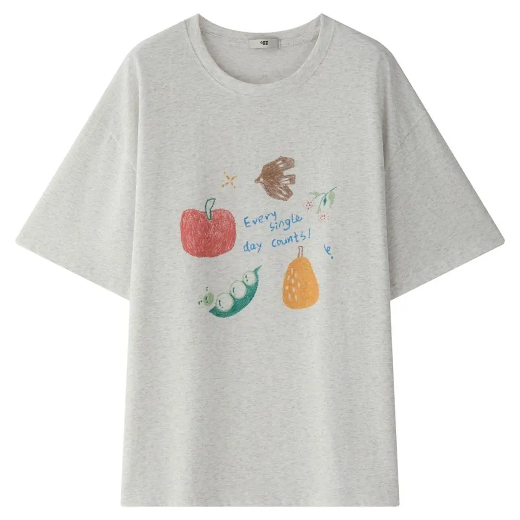 

Louvre Women's Korean Style Relaxed Fit Snowflake Cotton T-Shirt Lightweight Breathable Short-Sleeved Printed Top