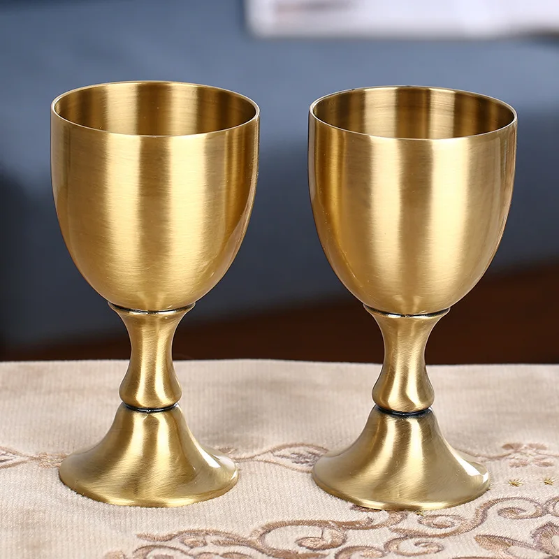 

European Noble Metal Wine Glass Retro Style Small Wine Cup Liquor Shot Glass Imitation Ancient Emperor Cup Goblet Chalice Decor