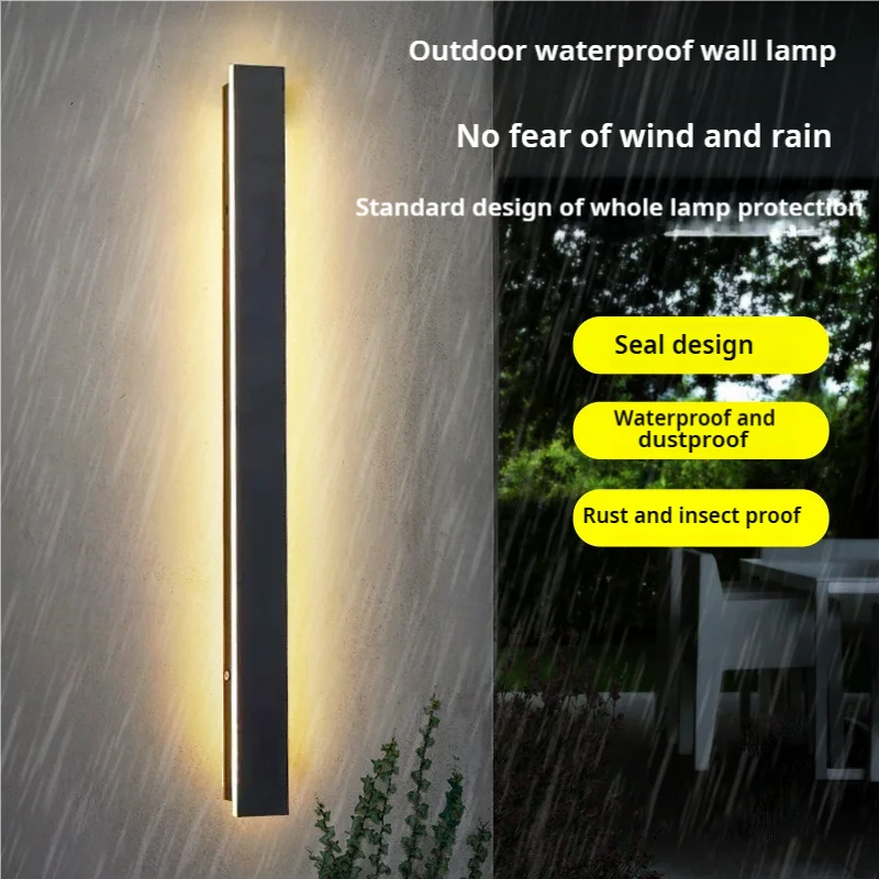 Lámpara de tira larga impermeable IP65 para exteriores, luz de pared LED simple adecuada para patio, villa, puerta, decoración exterior de jardín