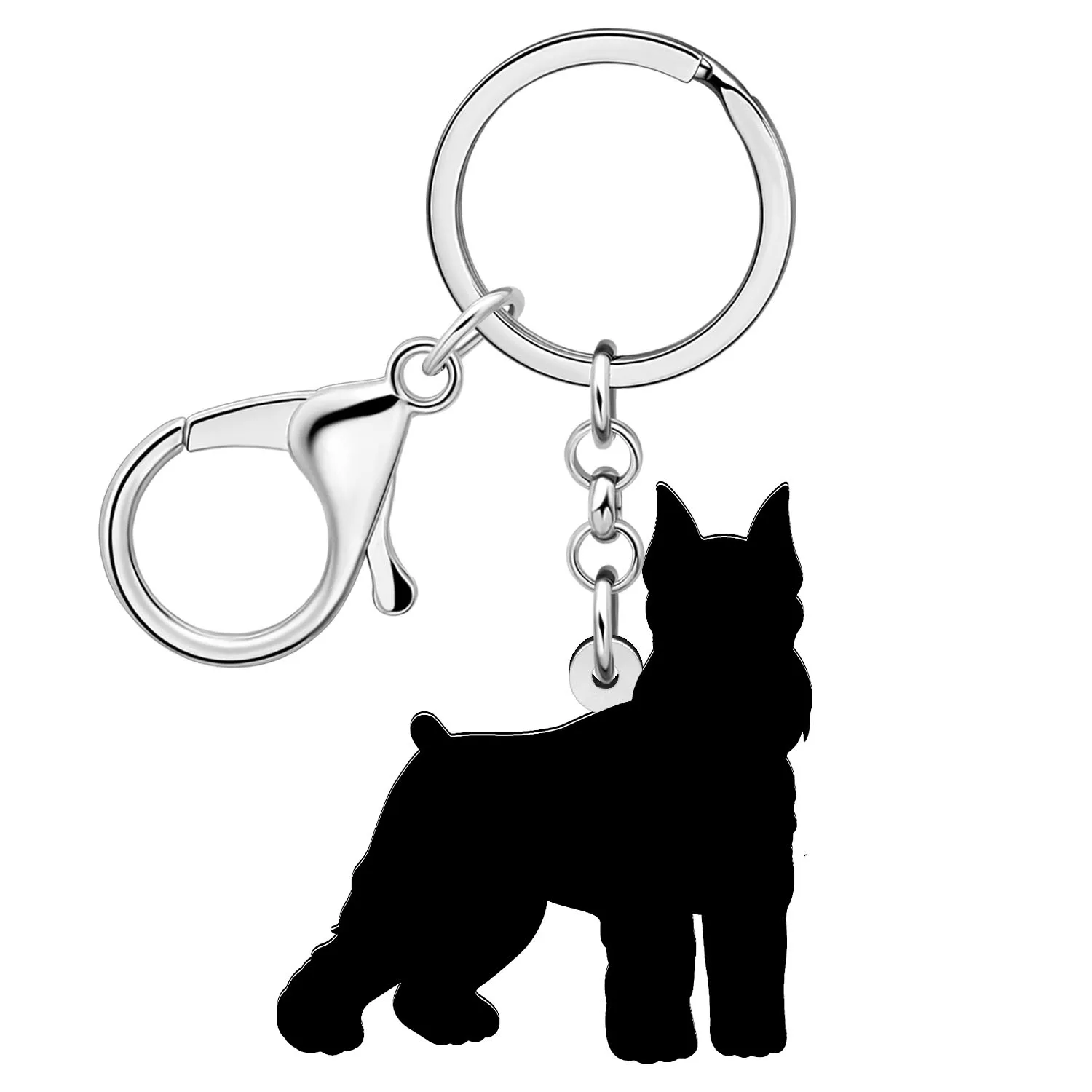 WEVENI Acrylic Trendy Black White Schnauzer Dog Keychains Key Chain Jewelry Car Bag For Women Girls Kids Gifts