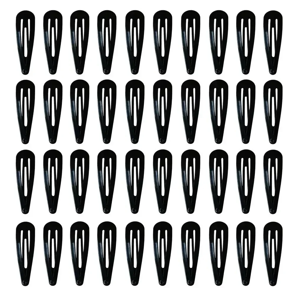 

40 Pack Black 2 Inch Barrettes Women Metal Snap Hair Clips Accessories