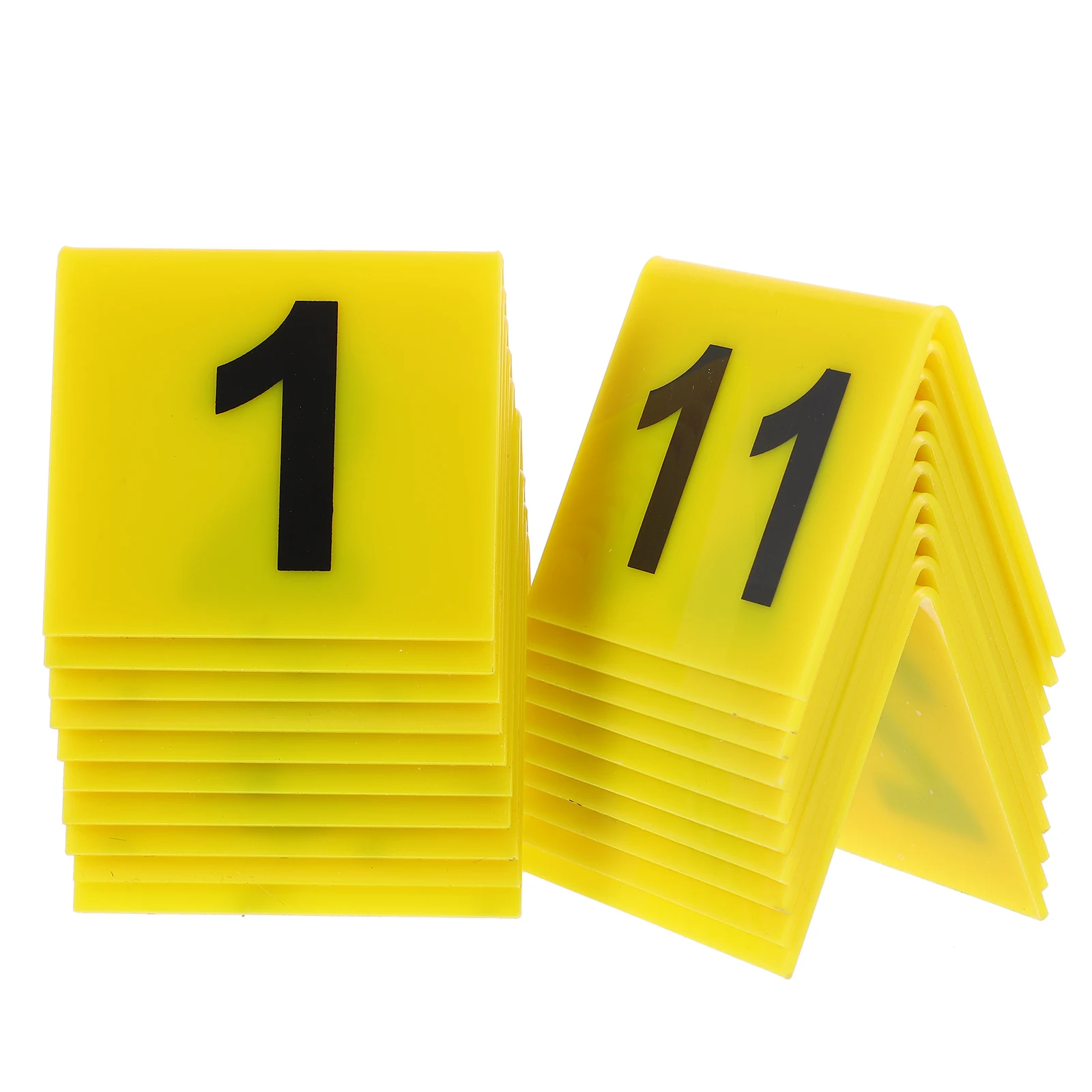 

20pcs 20 V Shaped Acrylic Number Plates 5 5x6 3cm Yellow Black Double Sided Table Markers Restaurant Evidence Signs Reusable
