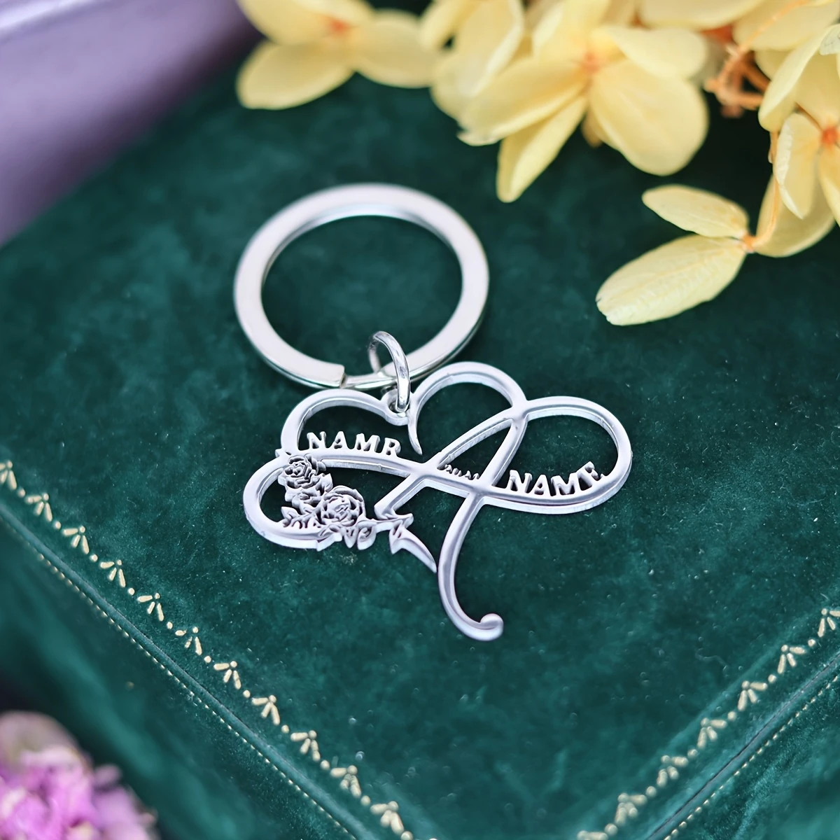 Custom Infinity Heart Metal Key Chain, Personalized Gift
