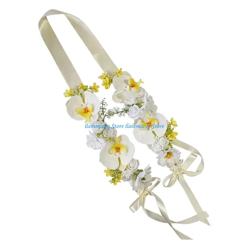 573B Beautiful Bride Shoulder Garland Life like Silk Flower Bowknot Flower Shawl Wrap