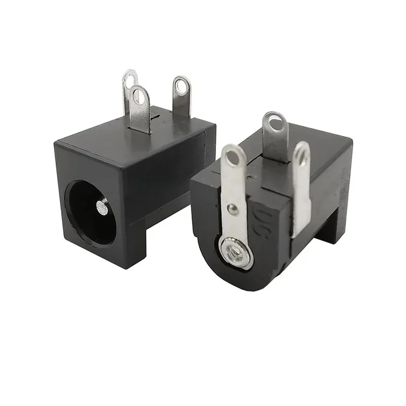 100Pcs DC005 5.5x2.1mm DC Power Supply Jack Socket Female Mount Connector DC-005 2.1mm X 5.5mm Black Barrel-Type PCB Holder