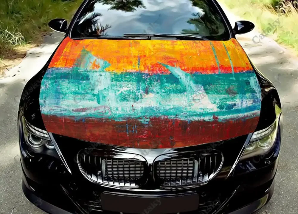 

Artistic Abstract Painting Car Hood Vinyl Sticker Wrap Film Engine Cover Decals Sticker Car Auto Accessories Decoration Gift