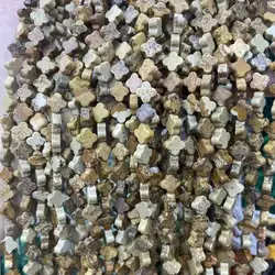 Natural Stone Beads Clover Shape Picture Stone Jasper Loose Beads 8-9mm Agate For Bracelets Necklace Jewelry Making