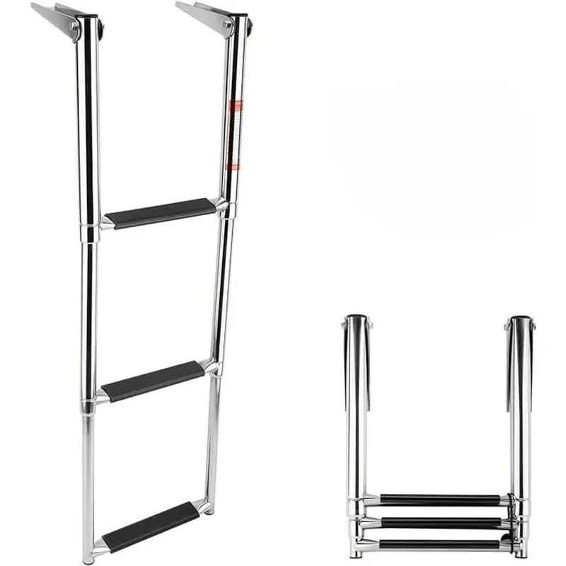 Winibo 2 3 4 Step Stainless Steel Non-Slip Marine Boat Yacht Ladder Telescoping Folding Platform Boarding Hardware Accessories