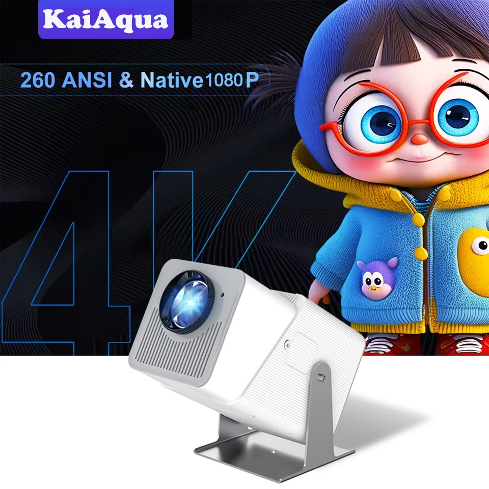 

Мини-проектор KaiAqua HD 1080P с Wi-Fi, Android, для домашнего кинотеатра, 3D, для просмотра видео с телефона, для кемпинга на открытом воздухе