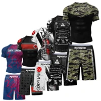 Ropa de Surf en la playa Popular, conjuntos cortos para jiu jitsu Bjj No Gi Rashguard + pantalones cortos de agarre, ropa elástica para correr y gimnasio Westling