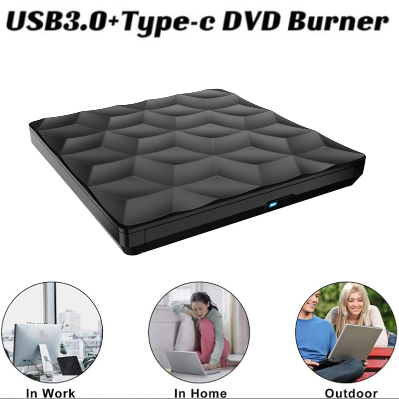 

Внешний CD DVD-привод USB 3,0 + TYPE-C CD DVD-рекордер CD DVD-плеер для ноутбука Mac OS Windows 10/8/7