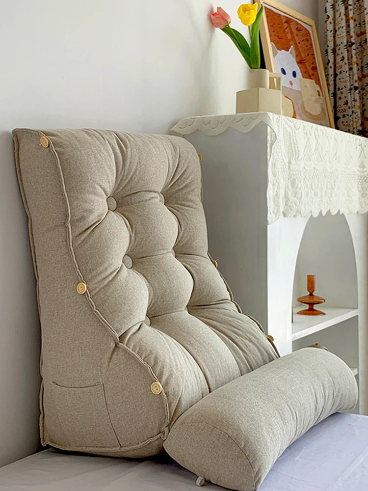 

Japanese Sle Pure Color Cotton Linen Tat Barest Pillow Headrest Sofa Lumbar Support Pillow Large Bed Head Cuion