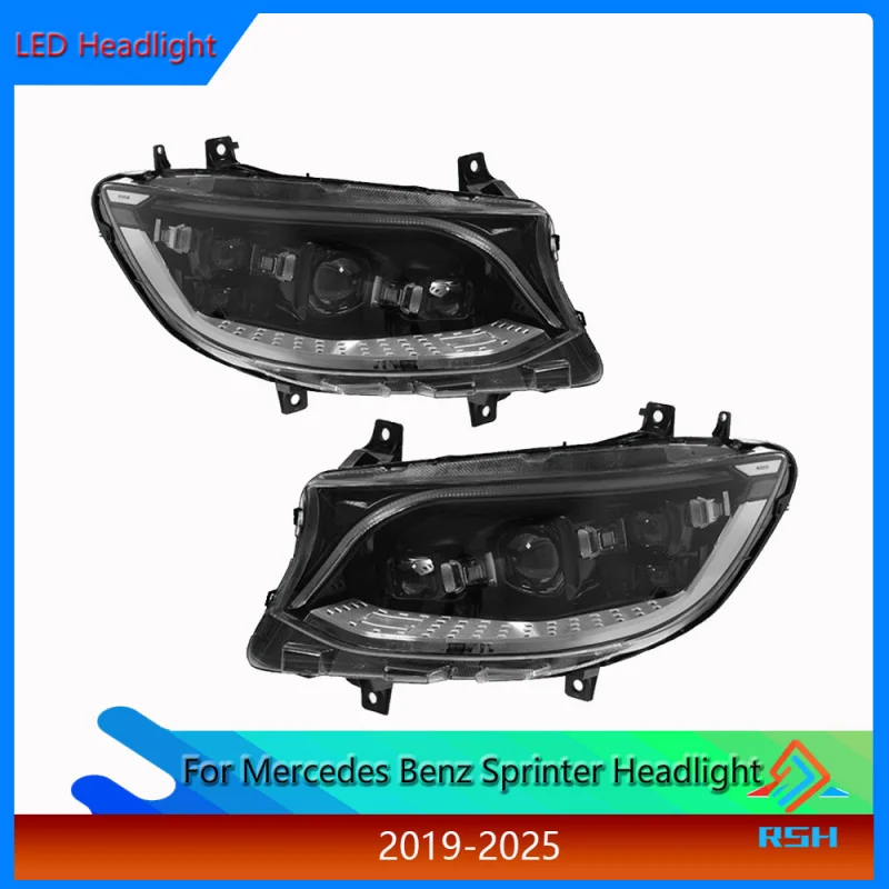 

Headlight Assembly For Mercedes-Benz Sprinter 2019-2025 Modified With LED Daytime Running Lights And Sequential Projector Lenses