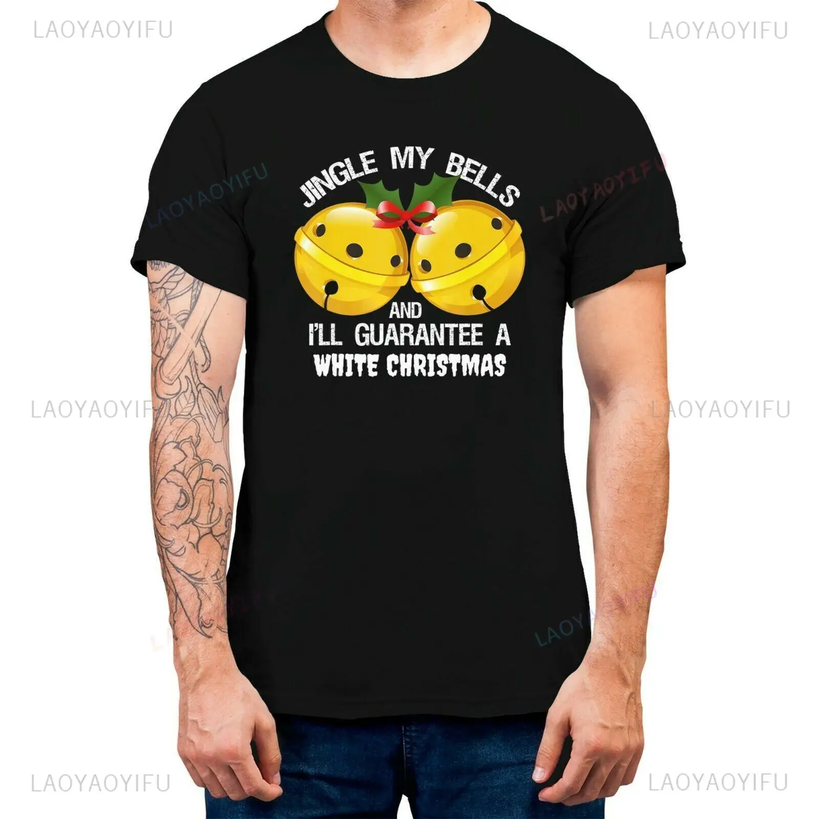 Merry Christmas Jingle My Bells Men Graphic T Shirts Funny Rude Christmas Gift Woman Man High Quality Cotton T-shirt Camisetas