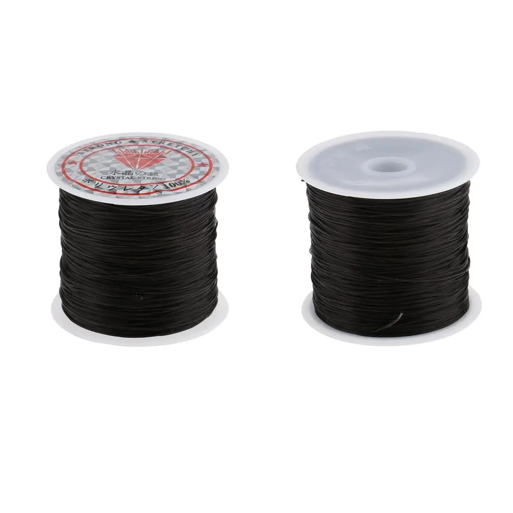 2 Rolls Crystal Black Elastic Thread Jewelry DIY String Cord 60 Meters