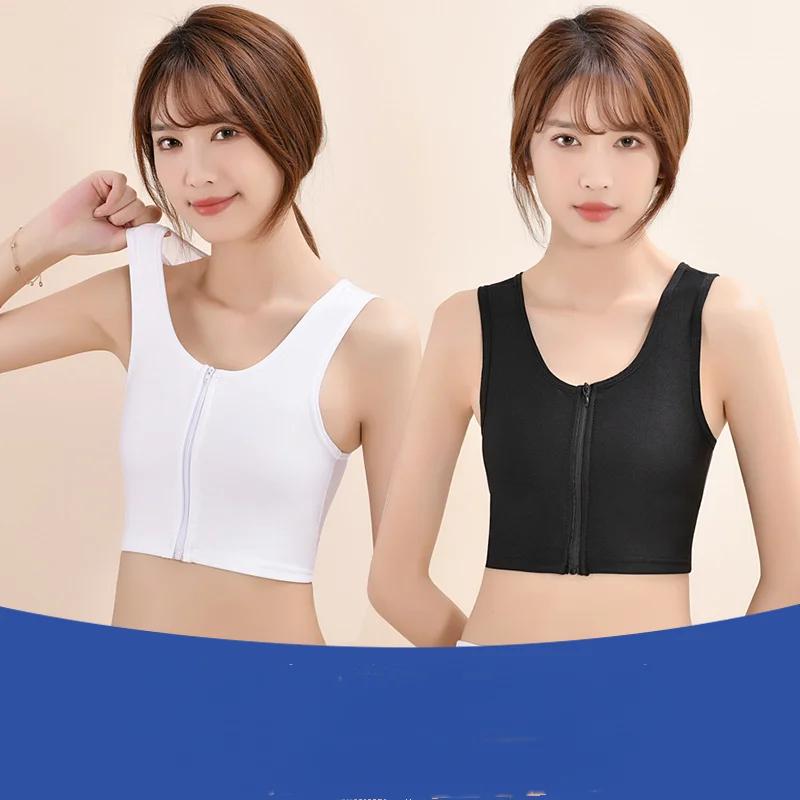 Chest Binder Women Tops Zipper Flat Chest Invisible Underwear Wrapped Lest Cool Mesh Half Binder Trans for Female Vest Bust New