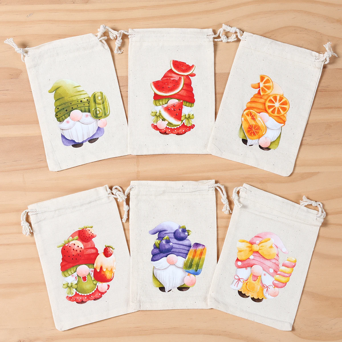 Popsicle Faceless Old Man Cotton Gift Bags Summer Birthday Party Candy Bags Faceless Elderly Dwarf Pattern Packaging Bags Decor