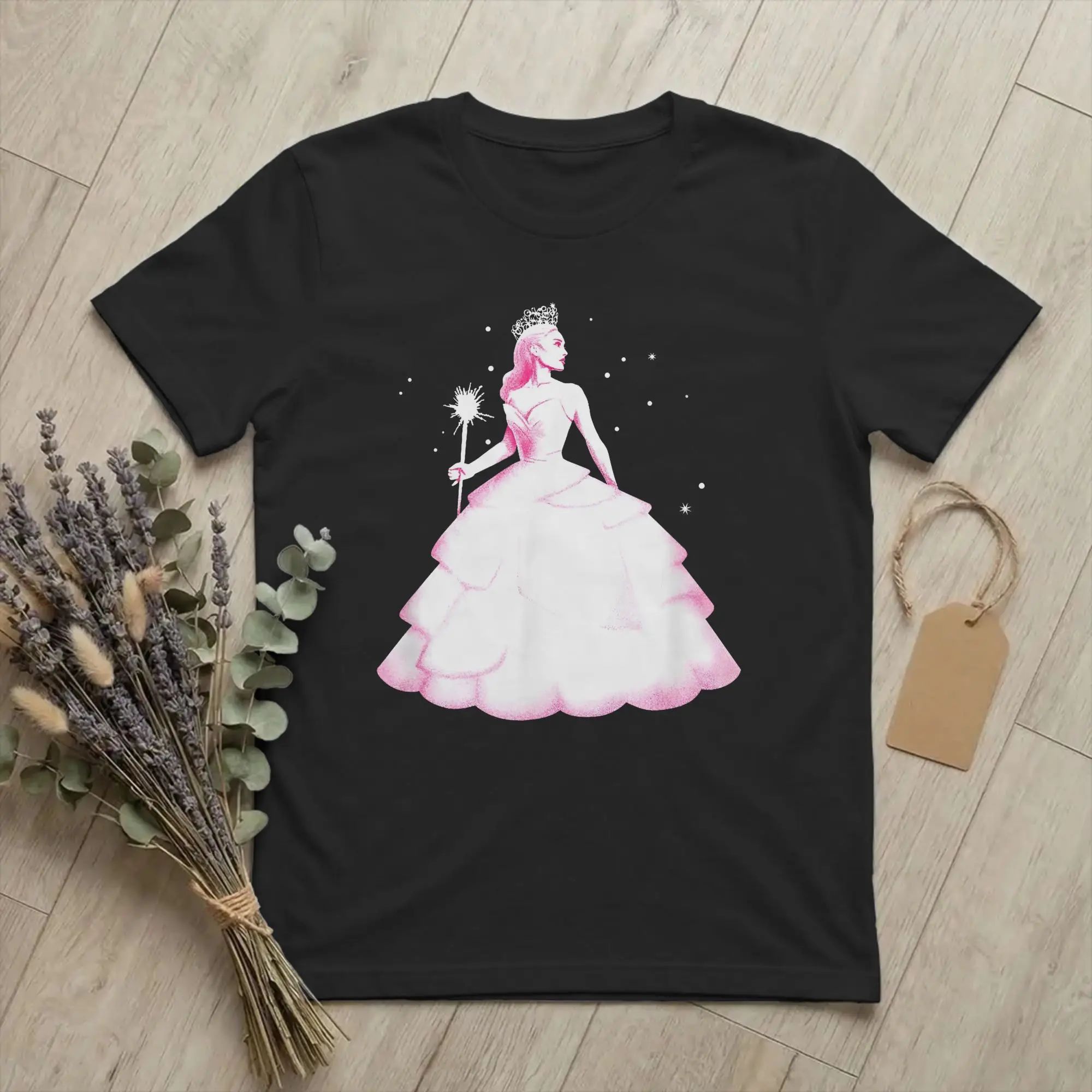 Fashion Wicked Glinda Tonal Pose T-Shirts Men O Neck Pure Cotton T Shirts Magic Movie Short Sleeve Tee Shirt Gift Clothing