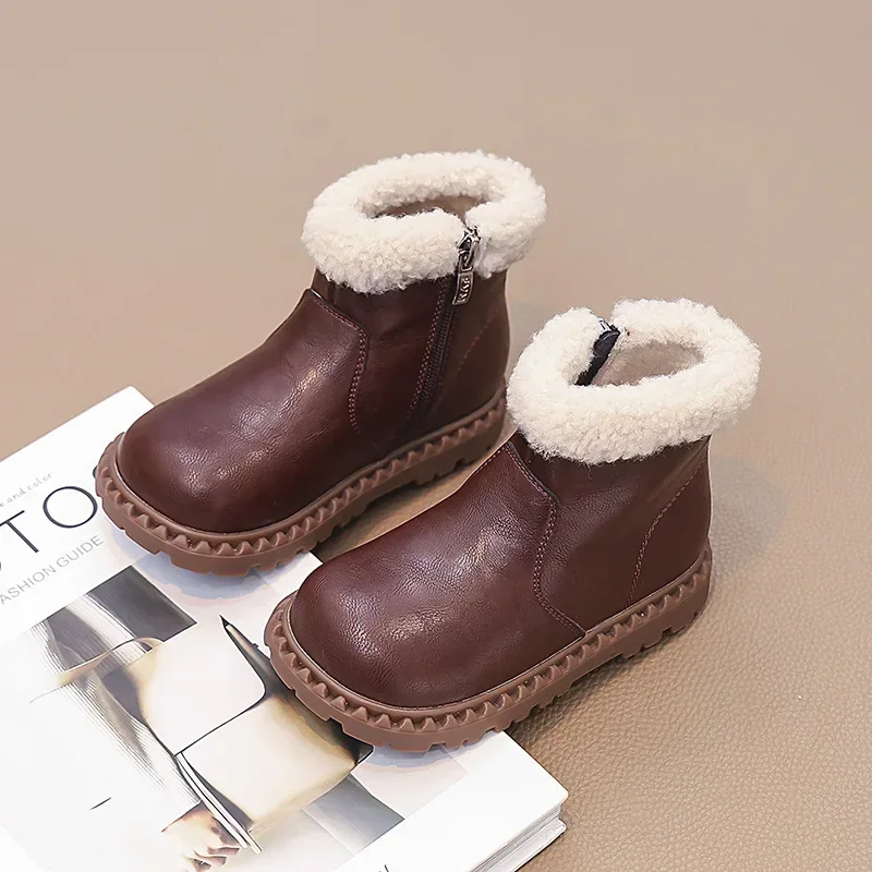 New Kids Fleece-lined Warm Boots for Boys and Girls Casual Short Boots Student Outdoor Sports Warm Boots Kids Warm Short Boots