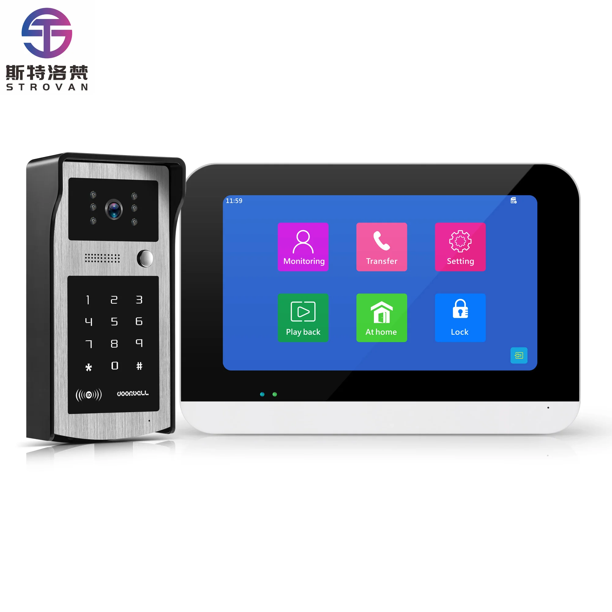 7-inch Touch   Smart WIFI Intelligent Video Intercom Support Password &RFID