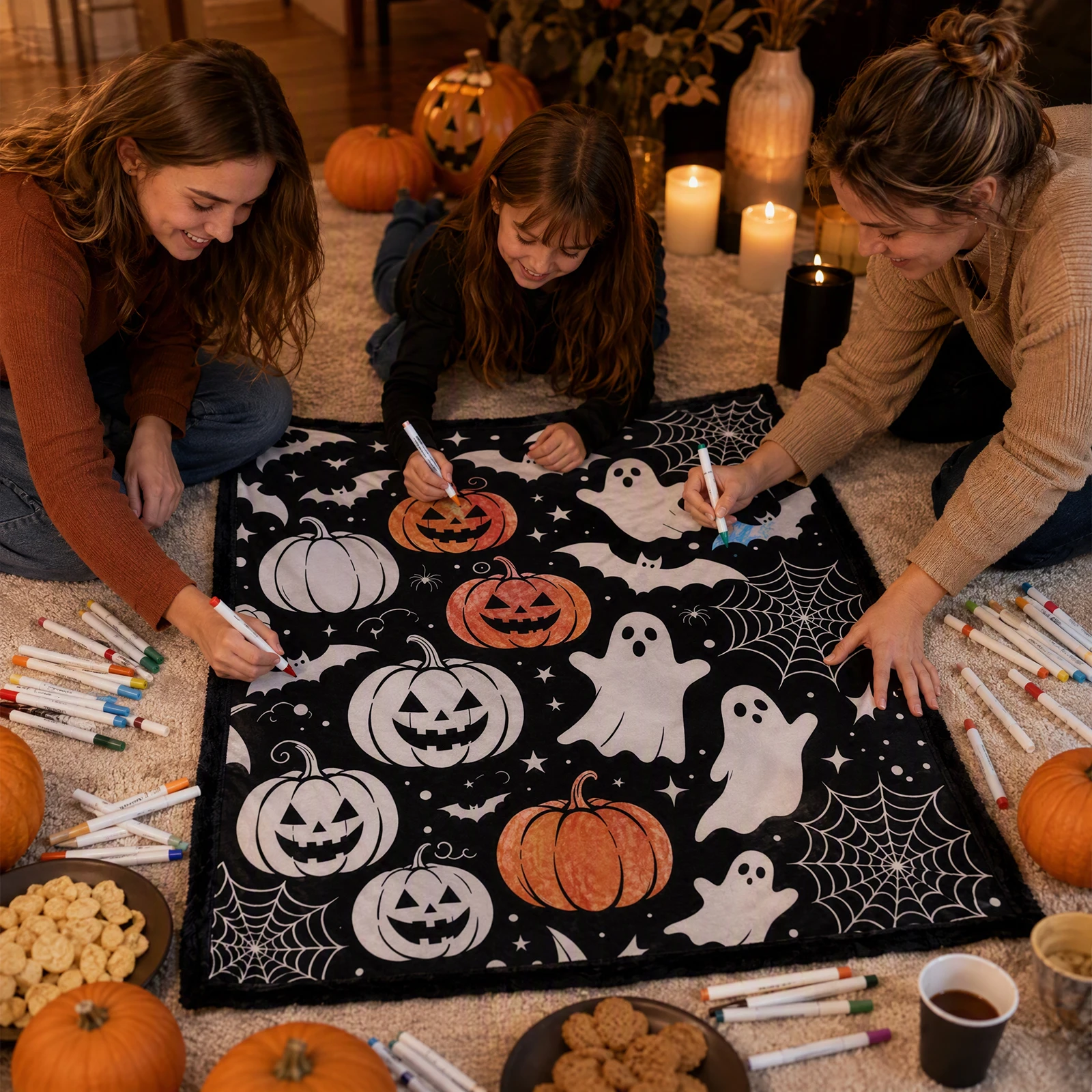 Creative Art Fabric Blanket 50x60 Inch Halloween Themed Blanket Halloween Throw Blanket for Bedroom Study Classroom Living Room