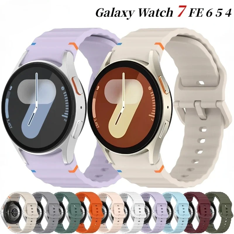 حزام سيليكون رسمي لساعة سامسونج جالاكسي 7/FE/6/5/4 44 مللي متر 40 مللي متر 5 برو موجة سوار جالاكسي ساعة 6 الكلاسيكية 47 مللي متر 43 مللي متر الفرقة