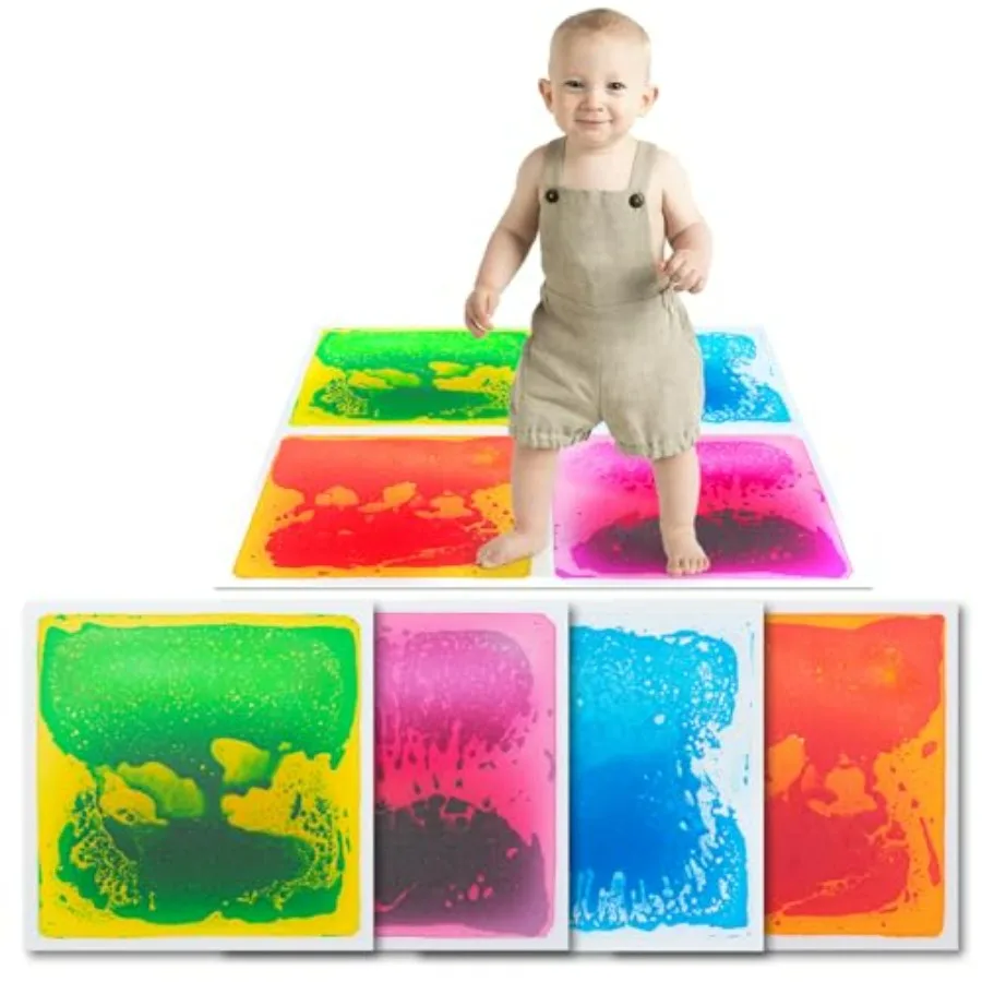 Liquid Sensory Floor Tiles 30 x 30 cm Playroom Dance Floor Square Colourful 4 Tiles