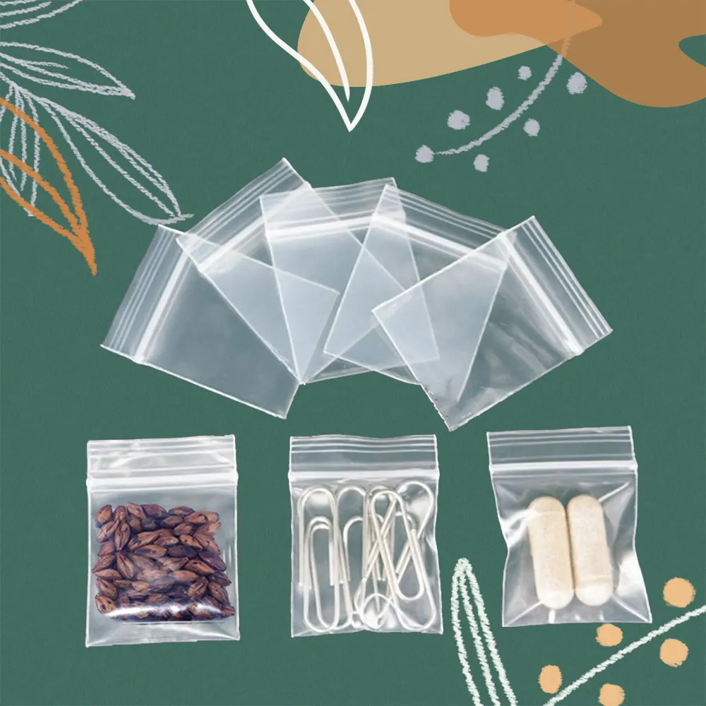 100PCS 0.1mm Heavy Duty Poly Zipper Bags Plastic Bags Clear Easy Zip Open Close Ziplock Bag Strong Locking Seal Food Grade Safe