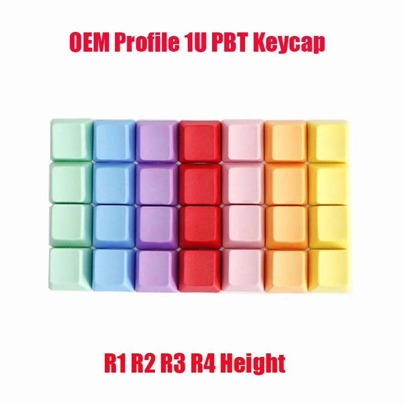 

Новый OEM-профиль R1 R2 R3 R4 Высота 1U 1X Размер PBT Колпачок Механическая клавиатура Игровая печать Пустые разноцветные индивидуальные колпачки для клавиш