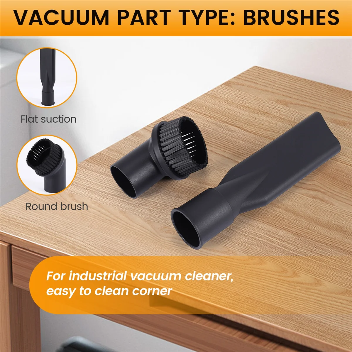 N98R Industriestaubsauger-Rundbürsten- und Flachdüsen-Sets, innen 44 mm, langlebiges Zubehör für Industriestaubsauger