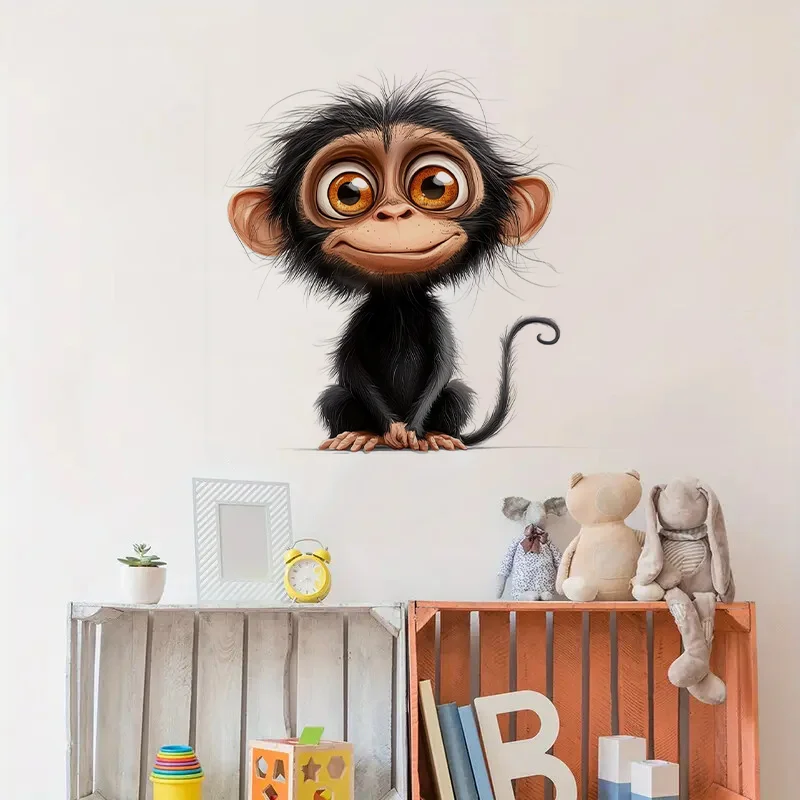 Watercolor Monkey Wall Decal Reusable Sticker for Living Room Aesthetic Room Decoration Easy