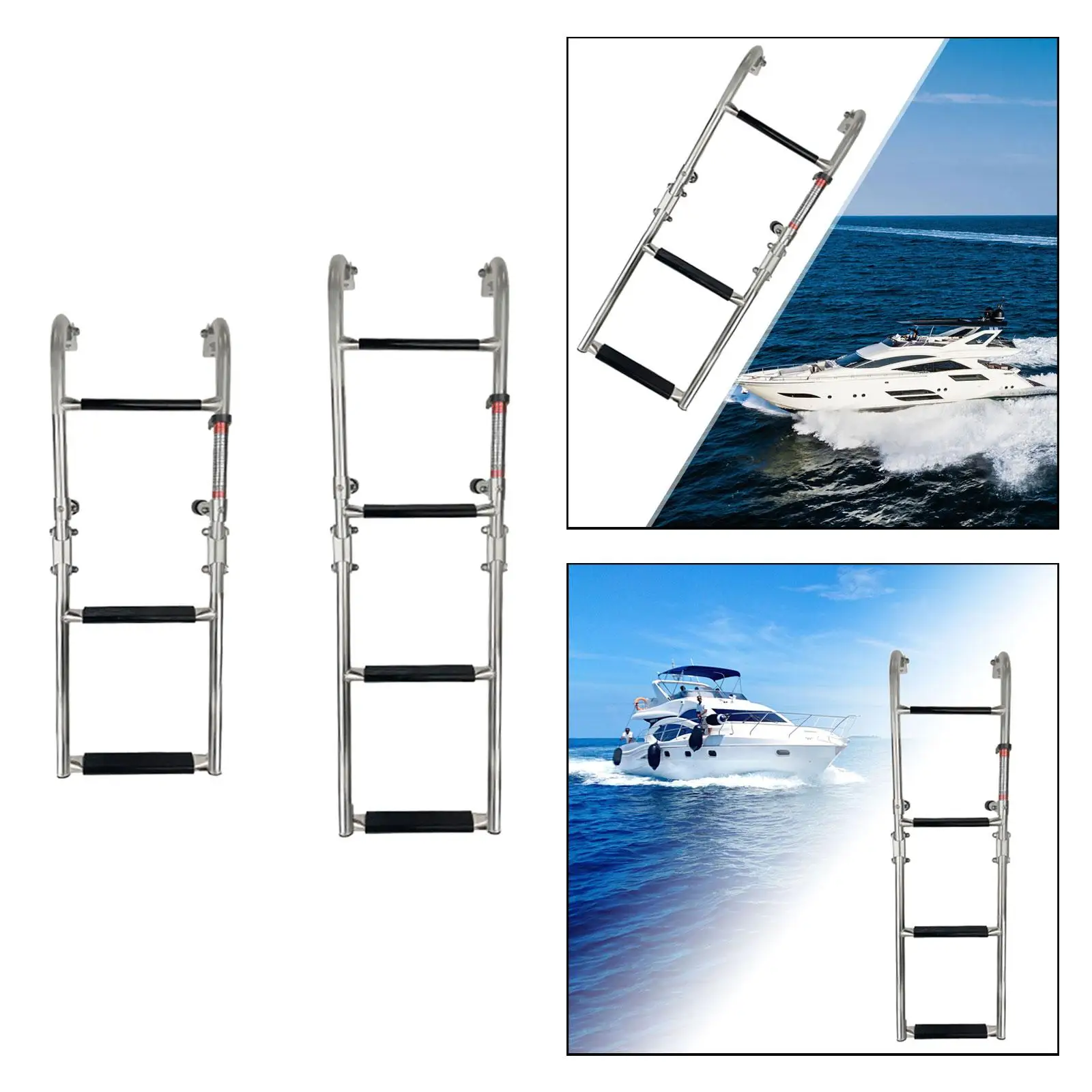 

Telescoping Boat Ladder Folding Heavy Duty Stainless Steel Non Slip Boat Swim