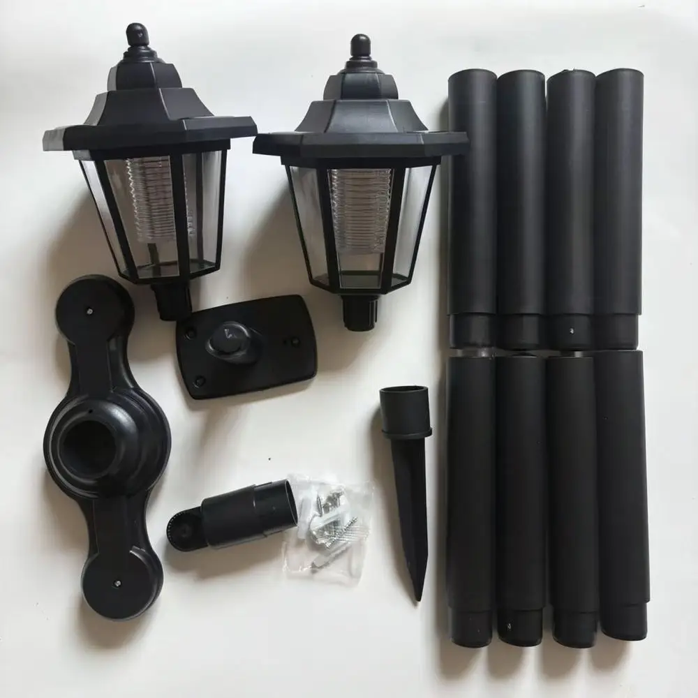Vintage Style Solar Yard Lamp 1.5M Pole Hexagonal Palace Light Outdoor Garden Pathway Decoration Landscape Street Light