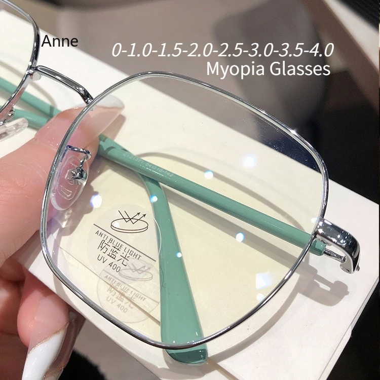 Myopia Galsses Fashion Anti-Blue Ray Short-sight Eyeglasses Finished Square Frame Optical Eyewear Diopter To-4.0 glasses women