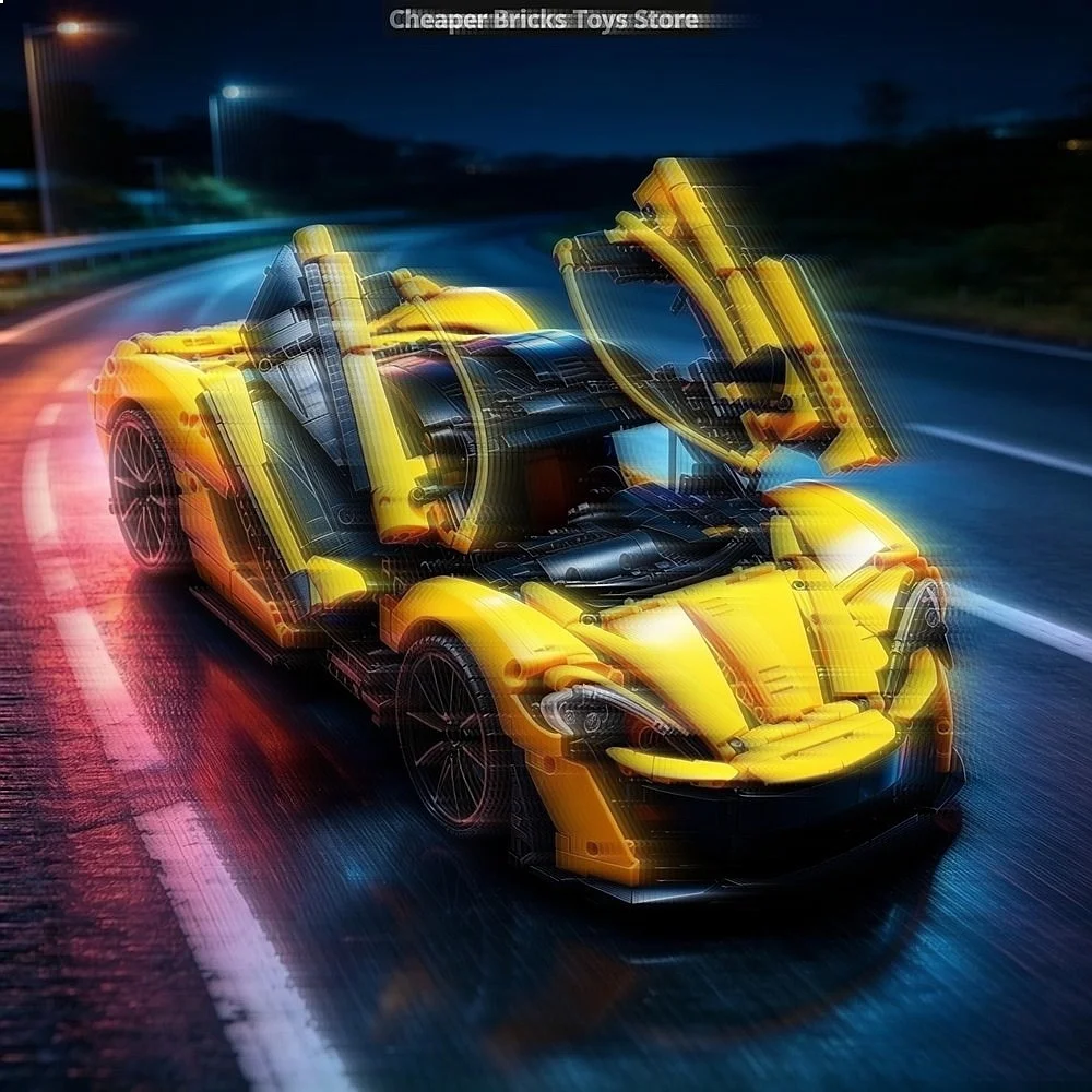 3893PCS  Yellow Super Racing Assembly Set Classic DIY  Model Home Decor Toys Popular Holiday Gifts For Adults.