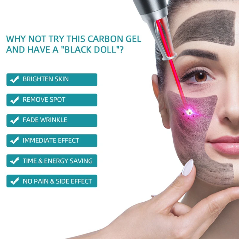 Novo gel de carbono preto creme facial máscara facial limpeza profunda suporte laser ativo nano toner rejuvenescimento da pele clareamento ferramentas cuidados