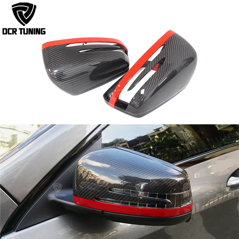 Real Carbon Fiber Mirror Cover For Mercedes Benz W204 W207 W212 W176 W218 W221 A C E CLA CLS Class Red AMG Look Matt Replacement