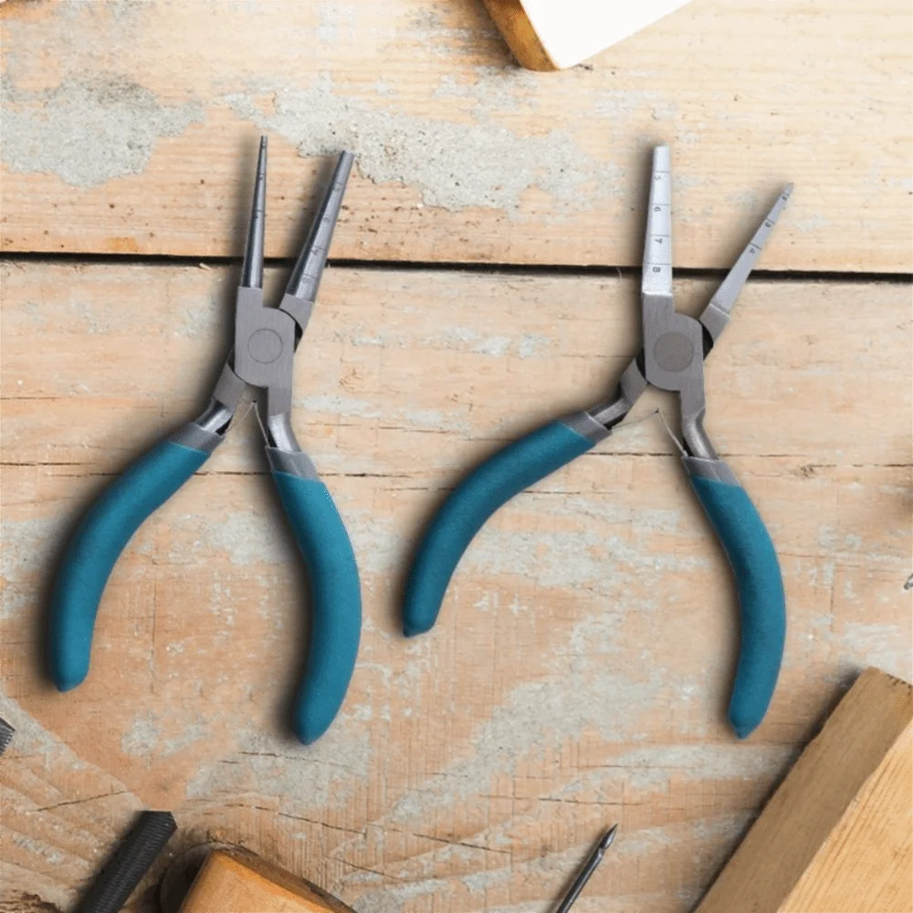 Steel Jewelry Making Pliers Non-Slip Handle Square/Round Nose Wire Looping Plier Multifunctional Clear Scale Winding Pliers