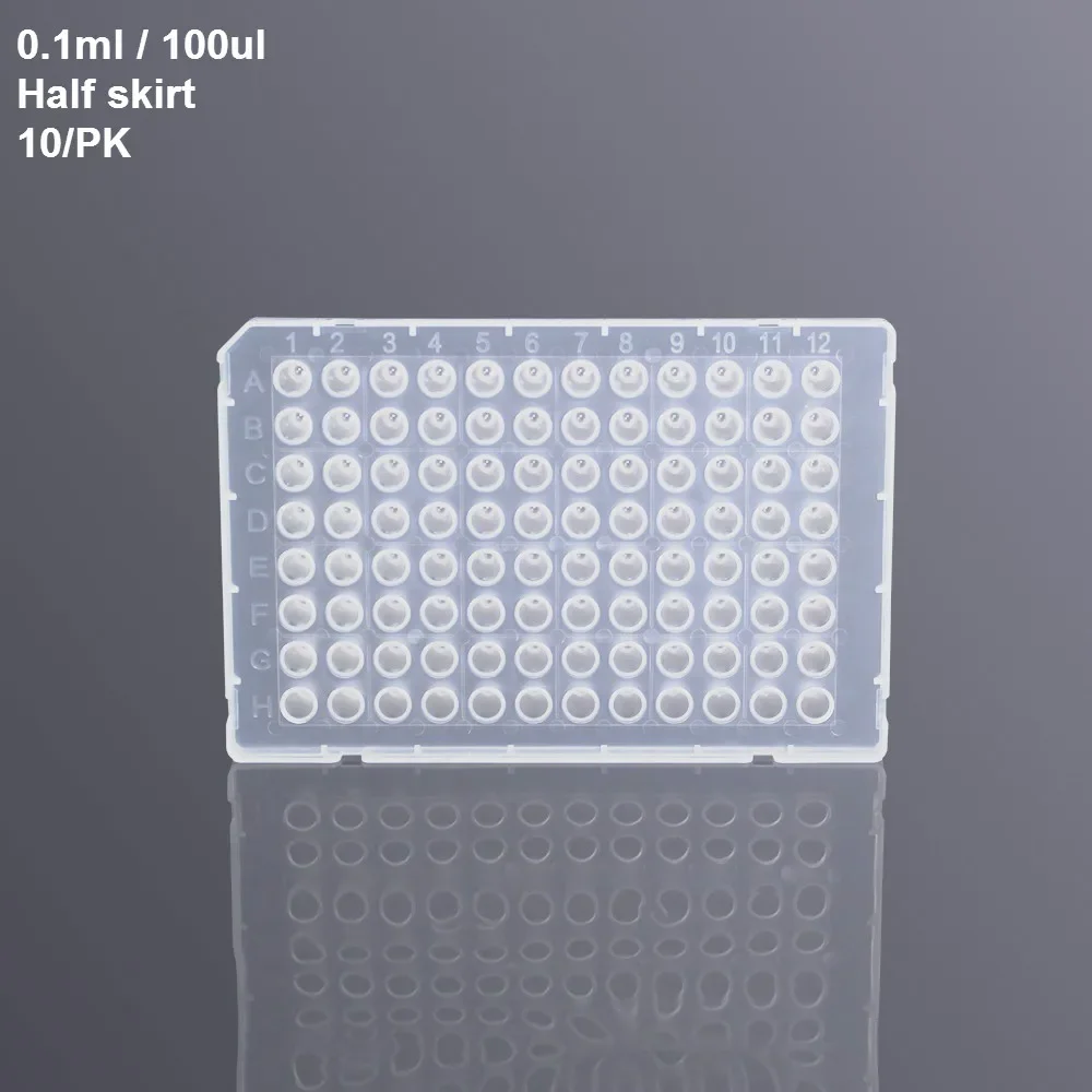 96-well PCR Microplates PCR Plate Half Skirt Transparent PCR Tubes 0.1ml 0.2ml Nonpyrogenic Noncytotoxic DNase-/RNase-free 10/PK