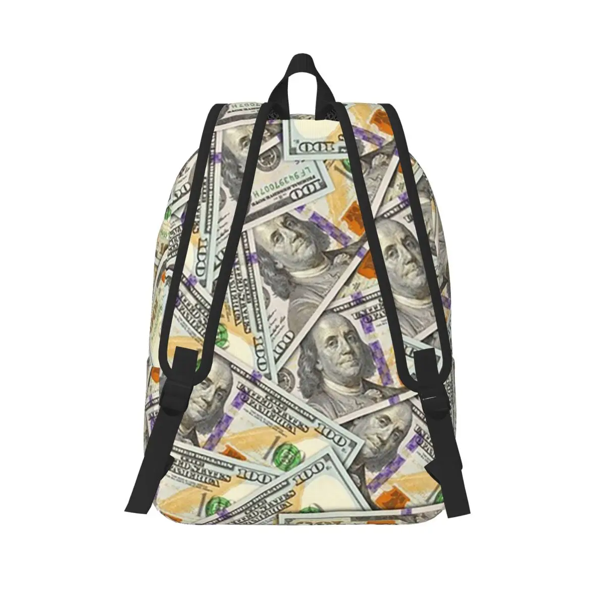 Giant Money Background 100 Dollar Bills Backpack School Bag Hiking Travel Daypack for Men Women Fashion Bookbag Shoulder Bags
