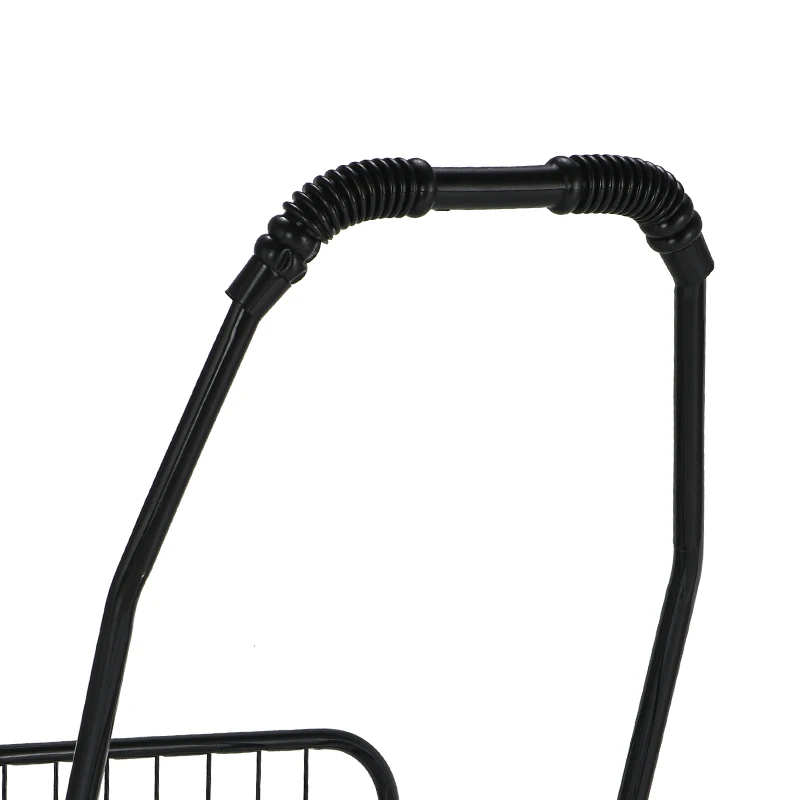 Foldable Large Shopping Cart Grocery Market Trolly Portable Shopping Trolley Market Grocery Kereta Troli Pasar (Black)