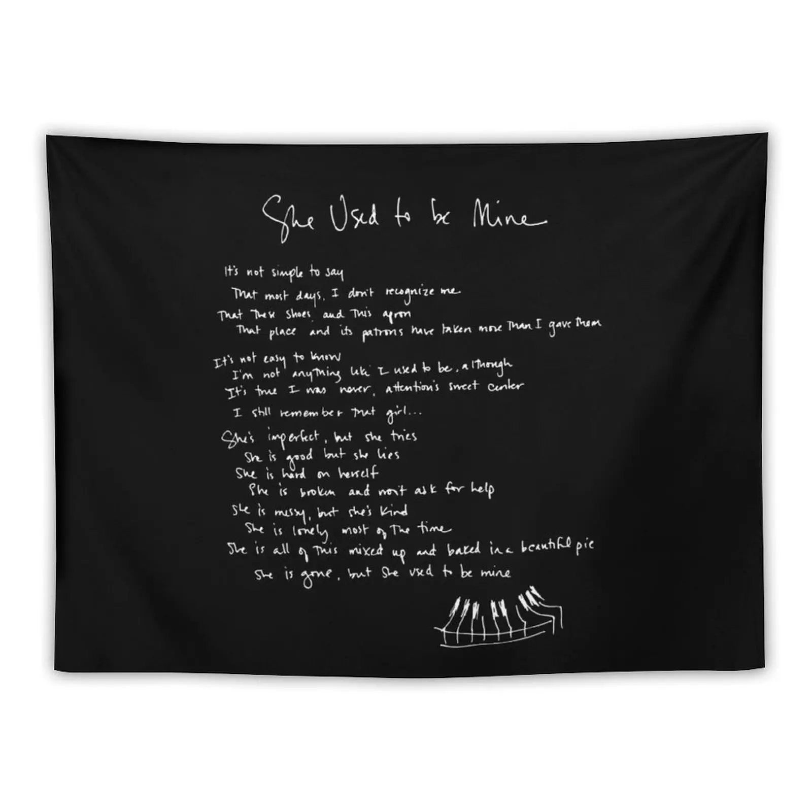 

She Used To Be Mine - Sara Bareilles - Handwritten Lyrics- Waitress the Musical - Broadway, West End Tapestry