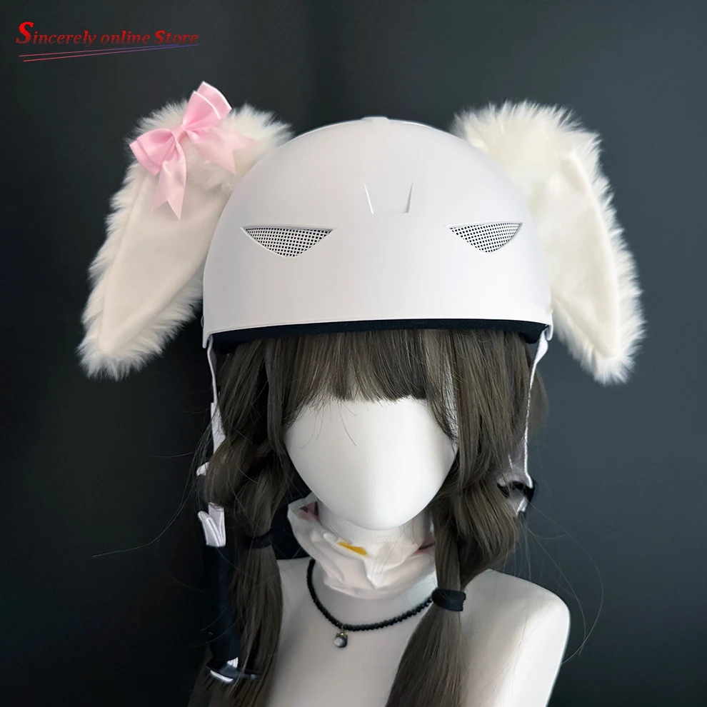 2Pcs Cute Plush Cat Ears Motorcycle Helmet Stickers, Kawaii 3D Helmet Decor Accessories for Women Girls Cosplay Riding Gifts