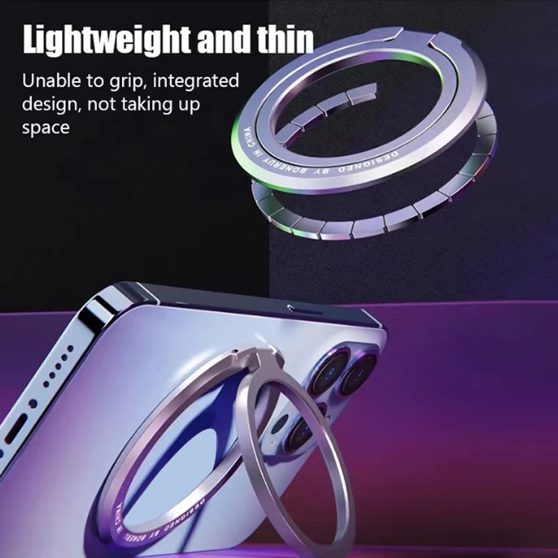 Mobile Phone Magnetic Holder for Magsafe Car Magnet Stand for Cellphone Grip Foldable Metal Ring Support for iPhone 14 15 16 17