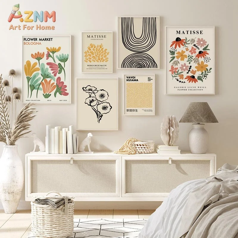 Matisse Poster Yayoi Kusama Posters and Prints Canvas Patings Flower Market Wall Art Pictures for Living Room Boho Decor
