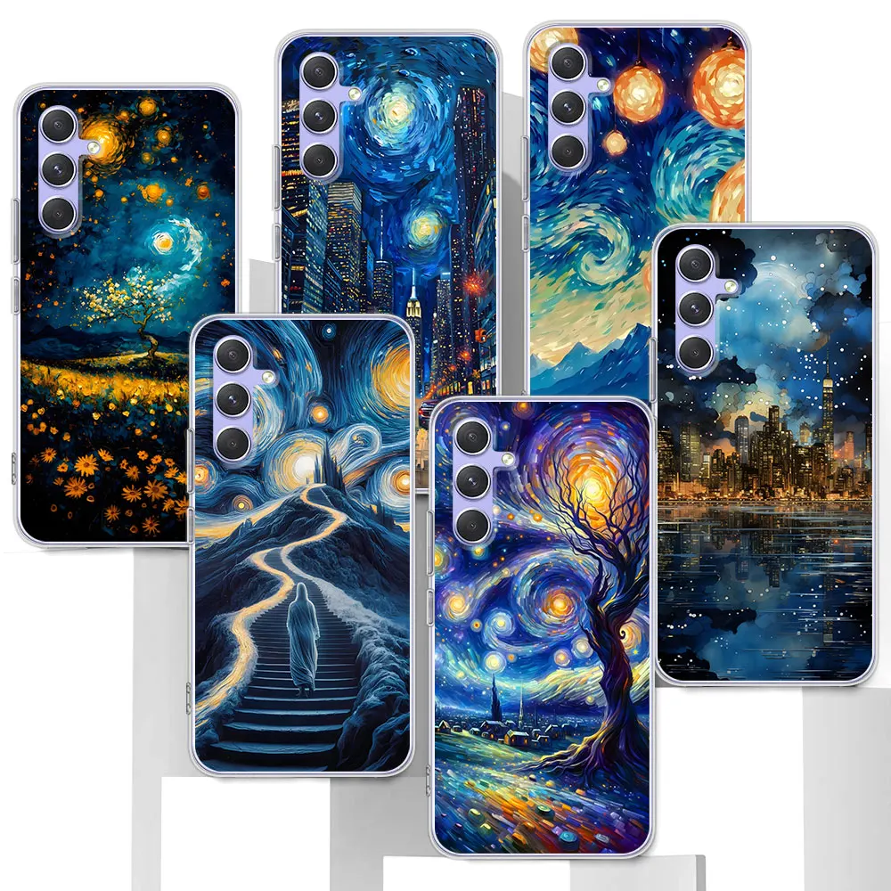 Van Gogh Starry Night Oil Painting Case for Samsung Galaxy A51 A14 A54 A12 A41 A21s A13 A15 A55 A71 A23 A31 A33 Soft TPU Cover