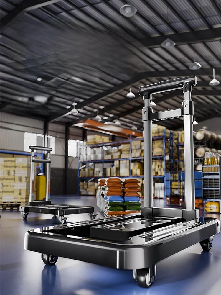 

Ultra-Light Portable Hand Tru Flaed Cargo Carrier Aluminum Alloy Foldable Home Use ature Trolley Convenient Moving Cart